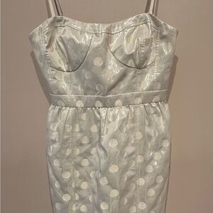 American EagleCream Polka Dot Party Dress Spaghetti Strap Fitted size 8 Y2K NWT